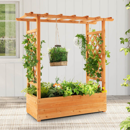 Raised Garden Bed with Top & Side Trellis for Garden