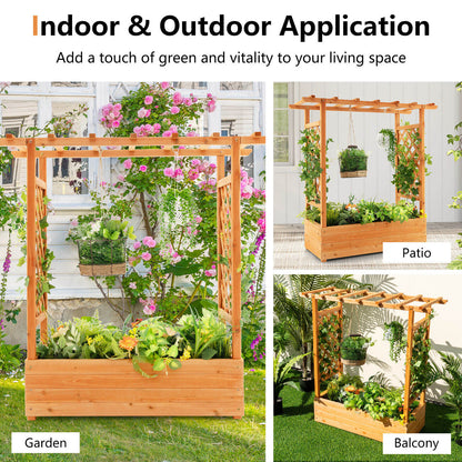 Raised Garden Bed with Top & Side Trellis for Garden