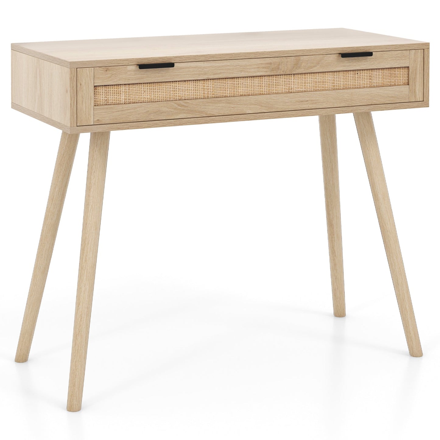 Rattan Console Table with Pull-out Drawer-Natural