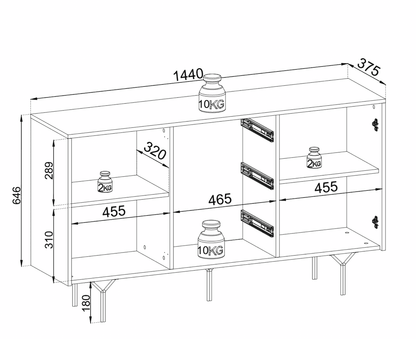 Raven Sideboard Cabinet 144cm