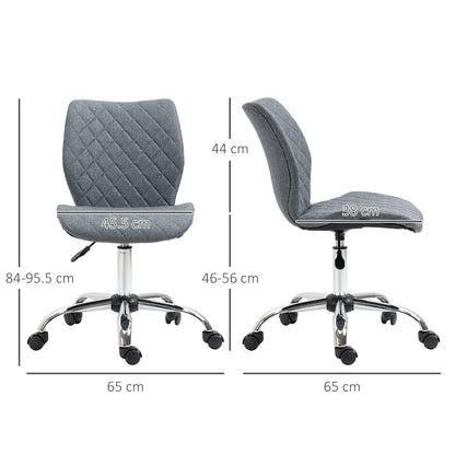 Vinsetto Mid Back Swivel Chair w/360° Swivel Height, thick sponge padded, Adjustable Home Office Linen Fabric Grey