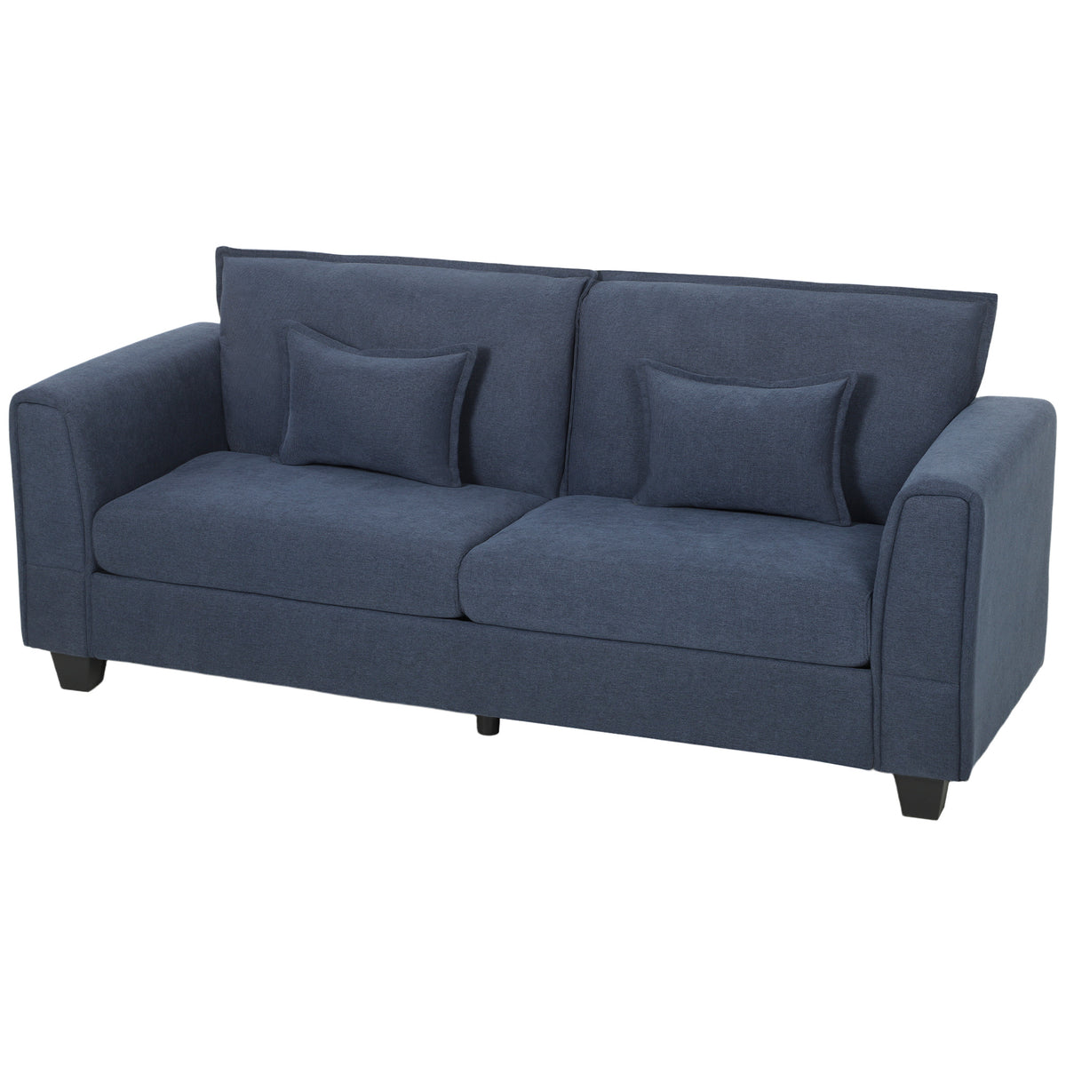 HOMCOM 3 Seater Sofa, Linen Upholstered Sofa Couch with Spring Cushions, Thick Padding, Wide Padded Armrests, Dark Blue