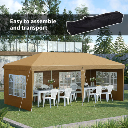 Altana Outsunny 3 x 6m Pop-Up, ze ścianami demontowalnymi - Khaki