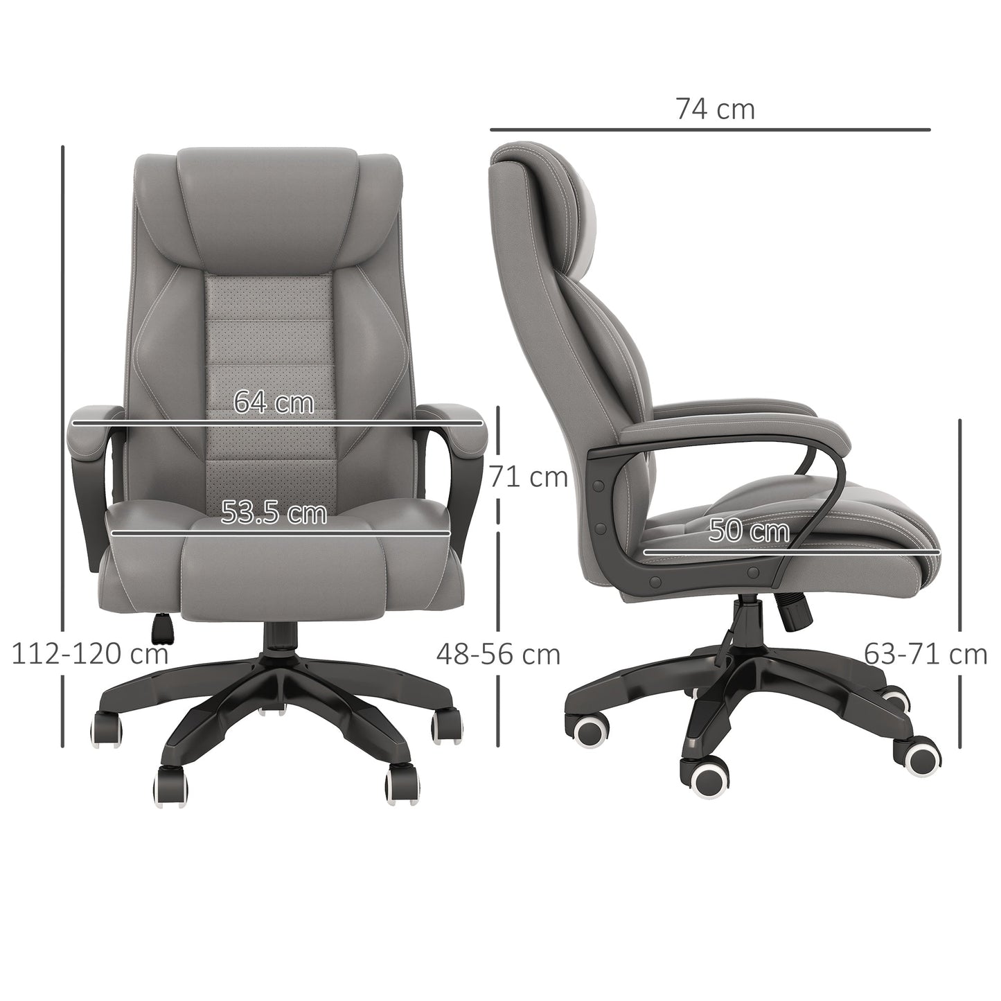 Vinsetto High Back Executive Office Chair 6- Point Vibration Massage Extra Padded Swivel Ergonomic Tilt Desk Seat, Grey