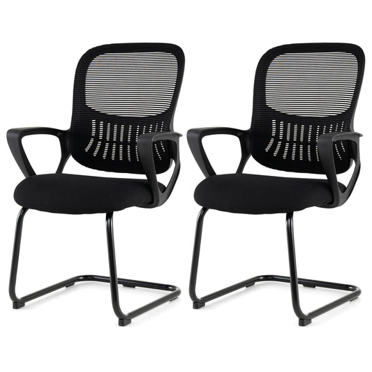 Reception Chairs Set of 2 with Breathable Mesh Back-Black