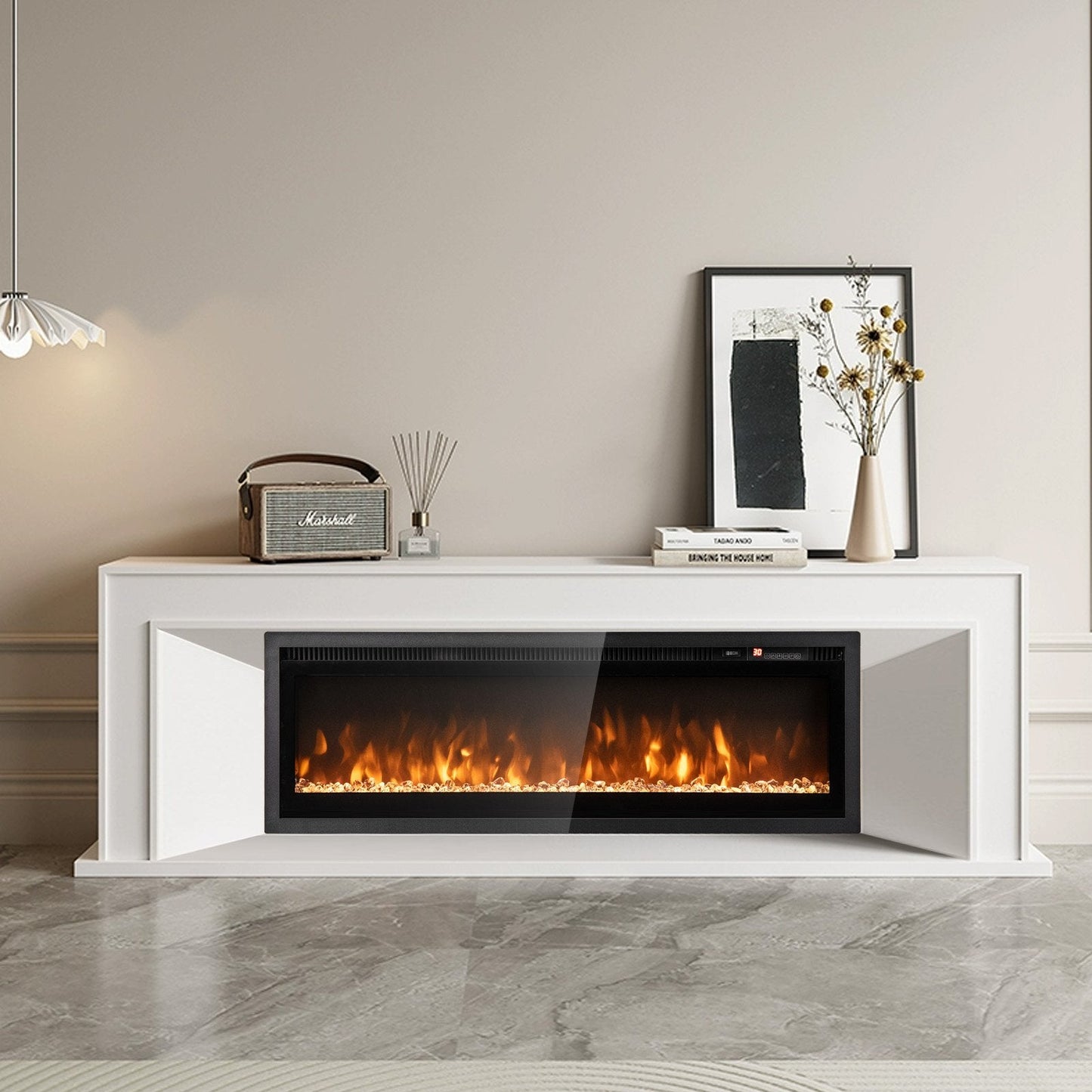 102/127 cm Wall Mounted Recessed Freestanding Electric Fireplace-Size 1