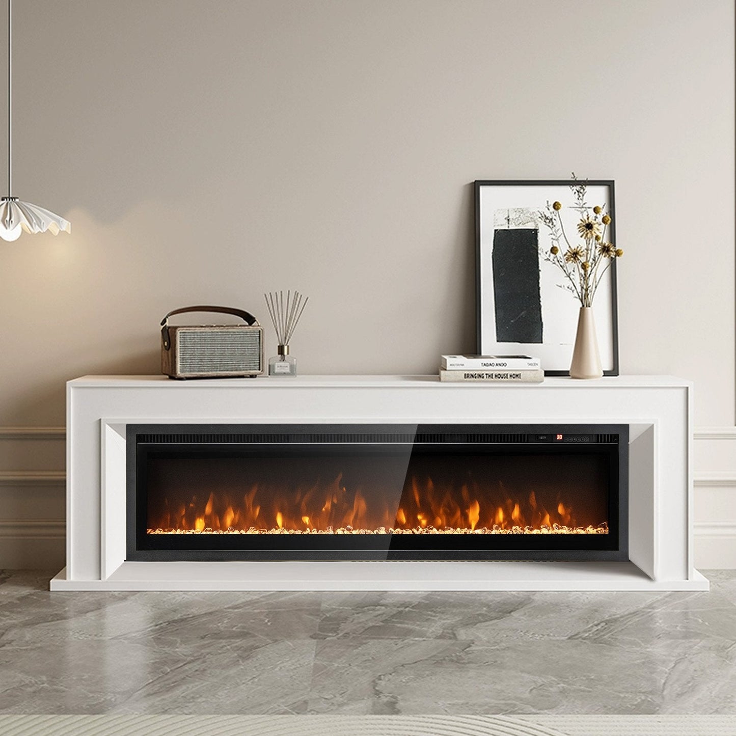 102/127 cm Wall Mounted Recessed Freestanding Electric Fireplace-Size 2