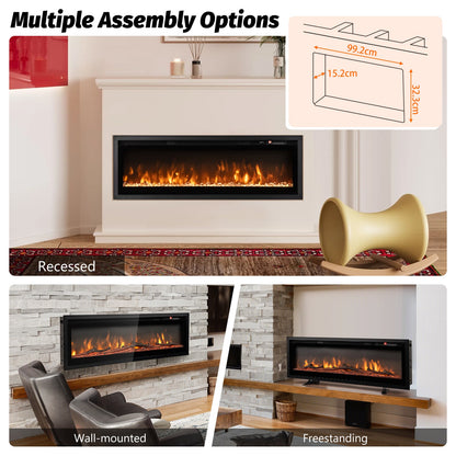 102/127 cm Wall Mounted Recessed Freestanding Electric Fireplace-Size 1
