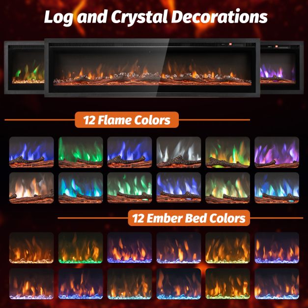 102/127 cm Wall Mounted Recessed Freestanding Electric Fireplace-Size 2