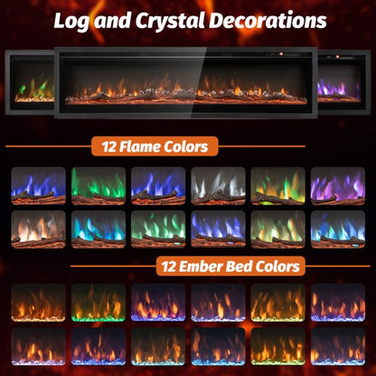 102/127 cm Wall Mounted Recessed Freestanding Electric Fireplace-Size 2