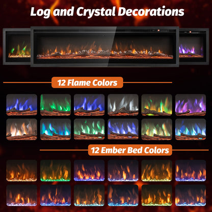 102/127 cm Wall Mounted Recessed Freestanding Electric Fireplace-Size 2