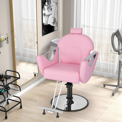 Reclining Salon Chair for Hair Stylist-Pink