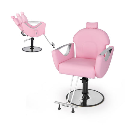 Reclining Salon Chair for Hair Stylist-Pink