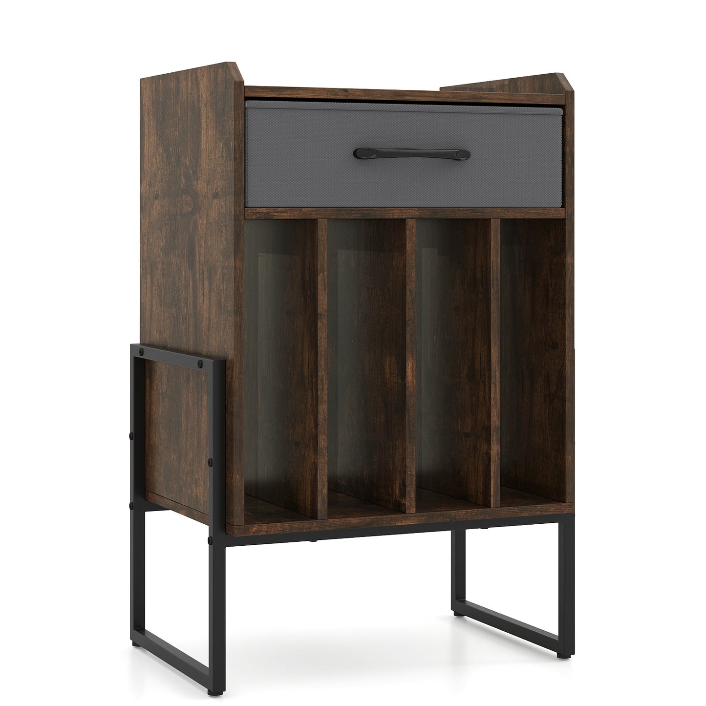 Record Player Stand Turntable Stand with Drawer and Record Holder-Brown