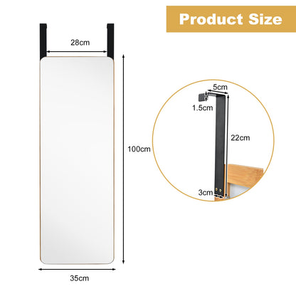 Rectangle Wall Mounted Mirror with Bamboo Frame and Round Corners-Natural