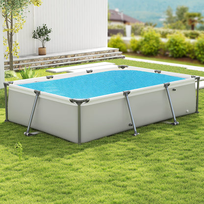 Rectangular Large Swimming Pool Set with Filter Pump-Grey