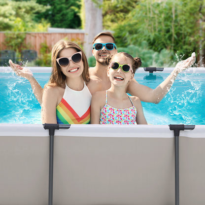Rectangular Large Swimming Pool Set with Filter Pump-Grey