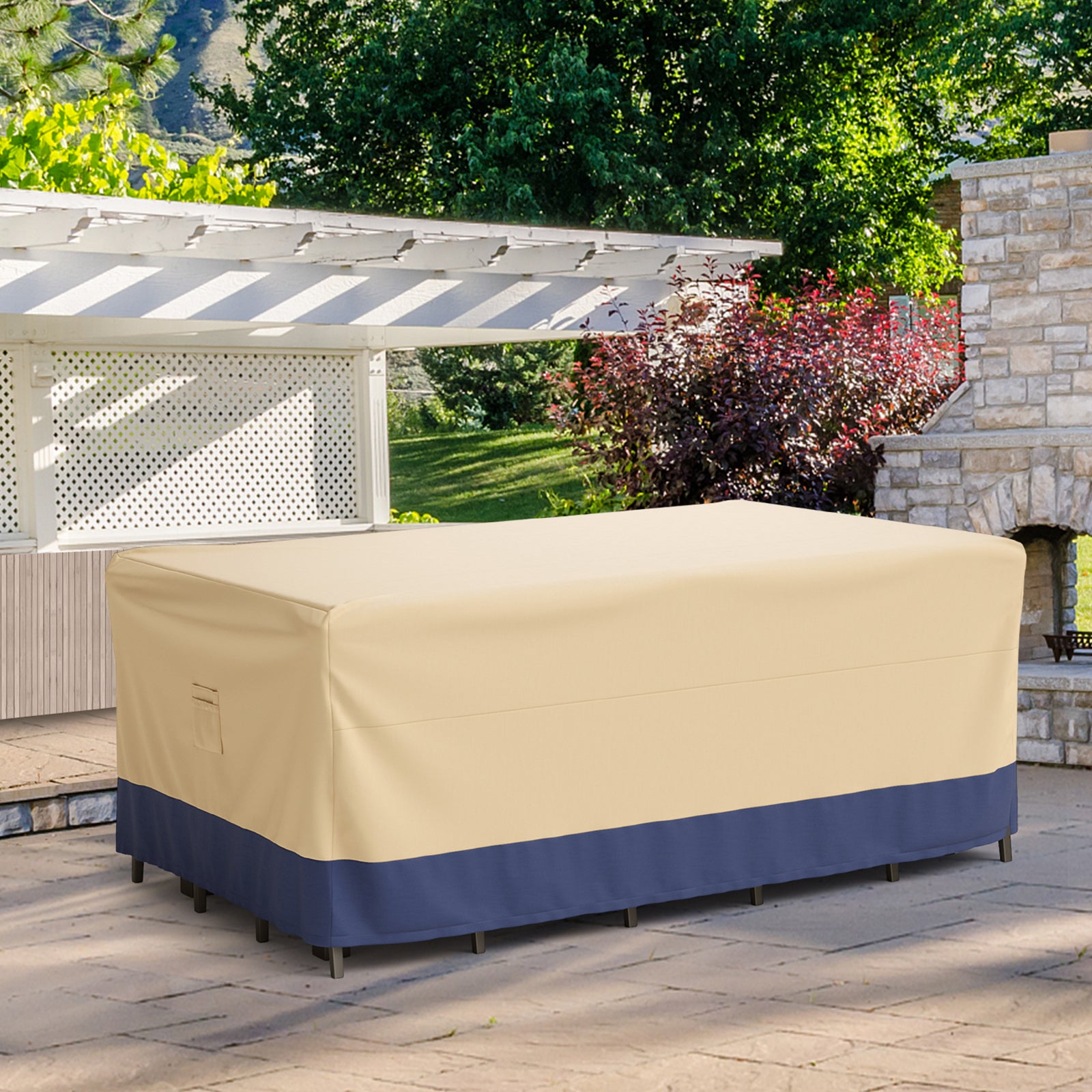 Rectangular Outdoor Dining Set Cover Waterproof Polyester Patio Table and Chairs Cover