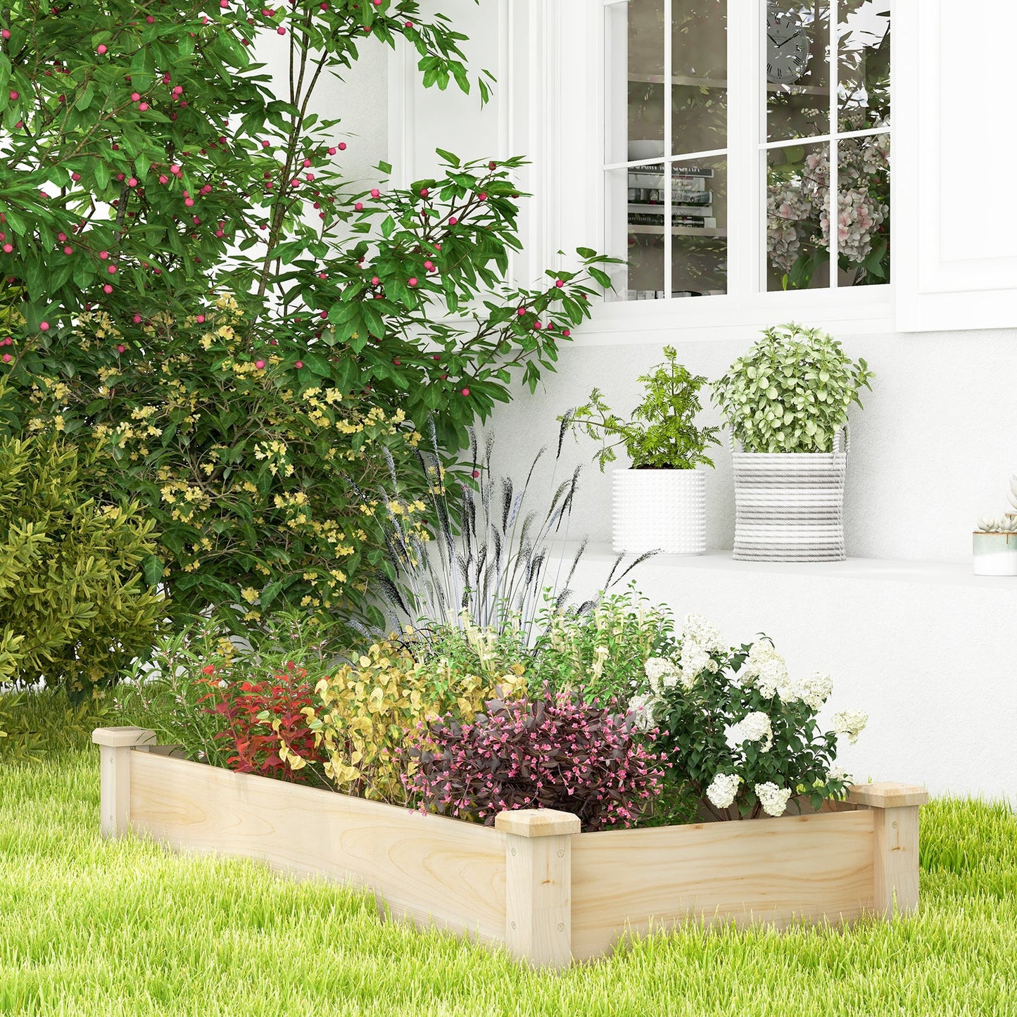 Rectangular Wooden Raised Garden Bed