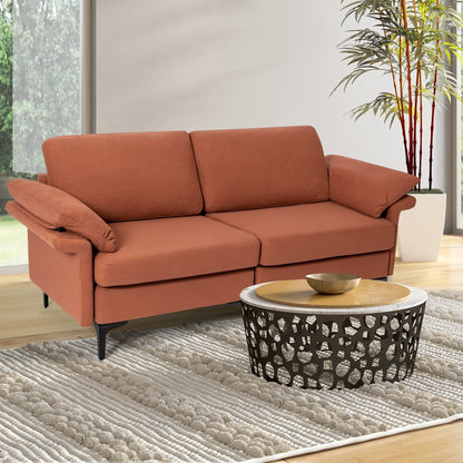 L-Shaped 2-Seater Upholstered Sectional Couch-Red