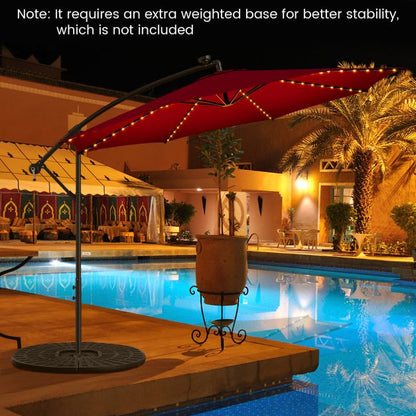 303 CM Solar-Powered Patio Offset Umbrella with 112 LED Lights-Red