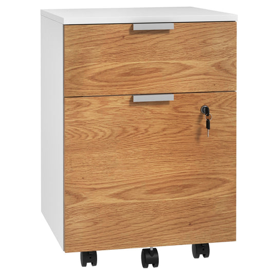 2 Drawer Filing Cabinet with Lock and Wheels, Mobile File Cabinet with Adjustable Hanging Bars for A4 and Letter, Under Desk Office