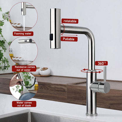 Retractable Pulldown Kitchen Mixer Faucet 2 Function Spout Faucets