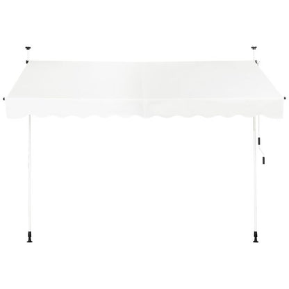 Retractable Telescopic Awning Sun Shade with Manual Crank Handle-Beige