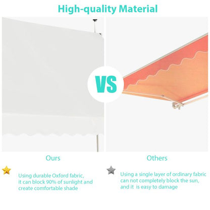 Retractable Telescopic Awning Sun Shade with Manual Crank Handle-Beige