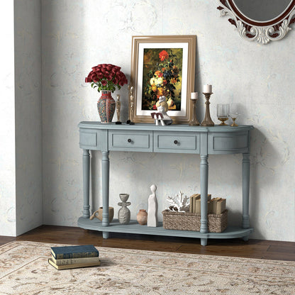 Retro Console Table with Storage for Living Room Hallway-Blue