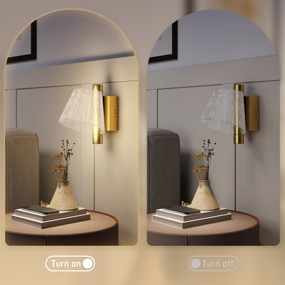 HOMCOM Led Wall Lamp 2 Pack, 5W Modern Indoor Starry Wall Light, Colour Temperature Adjustable 3000K/4000K/6500K, for Bedroom, Living Room, Hallway, Stairs, Gold Tone