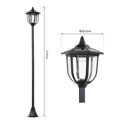 Outsunny 1.77m Tall Free-Standing ABS Garden Solar LED Lamp Post Black