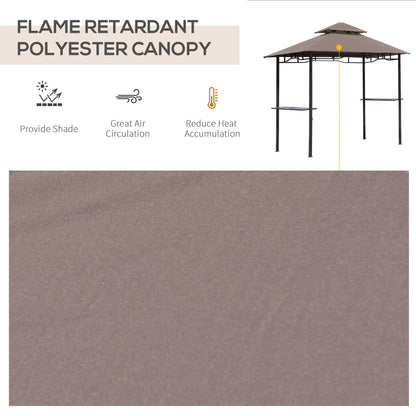 Outsunny 2.5M (8ft) New Double-Tier BBQ Gazebo Shelter Grill Canopy Barbecue Tent Shelter Patio Deck Cover - Coffee