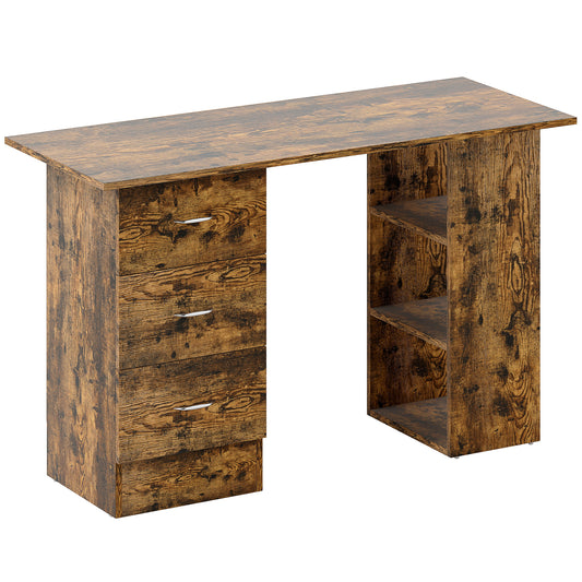 HOMCOM Computer Desk with Drawers in Rustic Brown