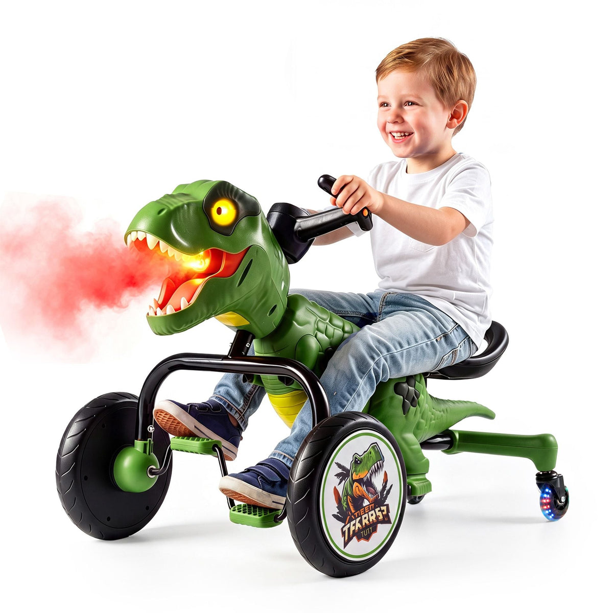 Ride on Toy for Boys and Girls 3-8 with 360° Spin Mode and Lighted Universal Wheels-Green