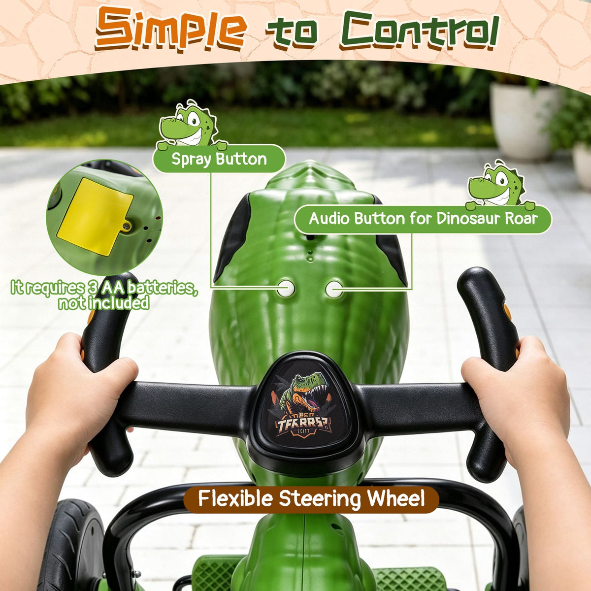 Ride on Toy for Boys and Girls 3-8 with 360° Spin Mode and Lighted Universal Wheels-Green