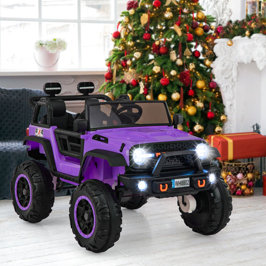 2-Seater Ride On Car with Remote Control and Horn for Boys and Girls-Purple