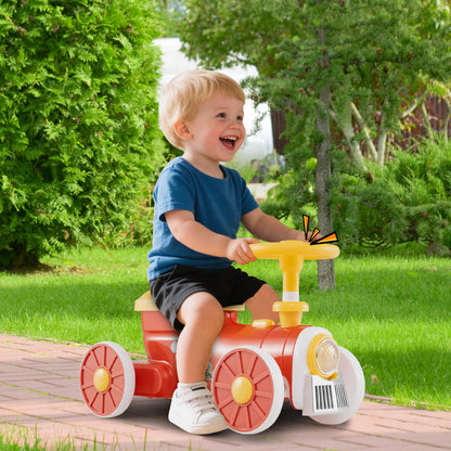 Ride on Push Car Train with Sound Button and Storage Compartment-Orange