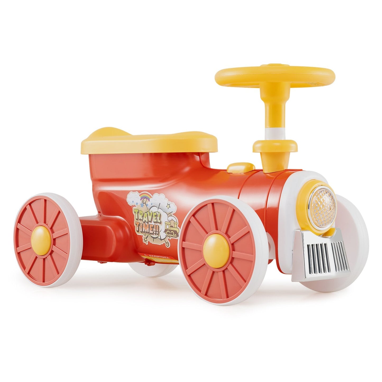 Ride on Push Car Train with Sound Button and Storage Compartment-Orange