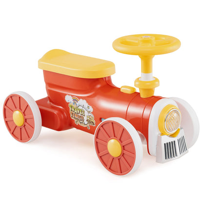 Ride on Push Car Train with Sound Button and Storage Compartment-Orange