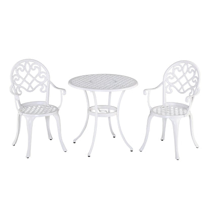 Outsunny 3 Piece Garden Table Set Bistro Set Round Table and 2 Chairs for Outdoor Indoor Patio Balcony Aluminium