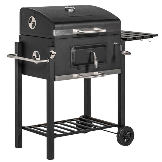 Grill węglowy Outsunny z regulowaną wysokością tacy na węgiel - czarny