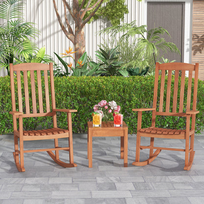 Ergonomic Slatted Patio Rocking Chair for Garden Poolside Courtyard