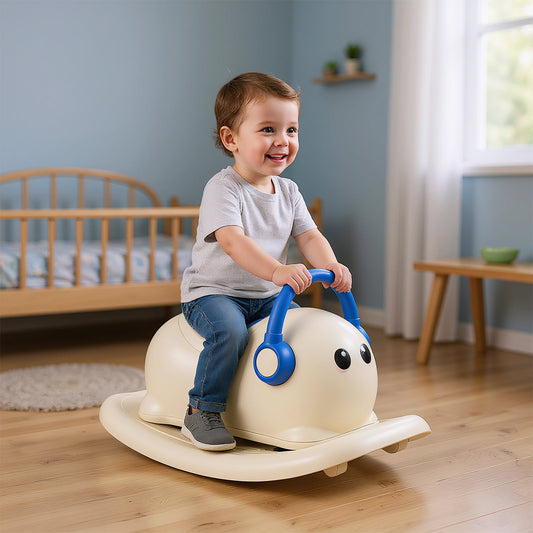 3-in-1 Rocking Horse for Toddlers 1-3 Years Old with Rolling Wheels-Blue