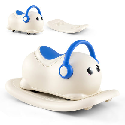 3-in-1 Rocking Horse for Toddlers 1-3 Years Old with Rolling Wheels-Blue