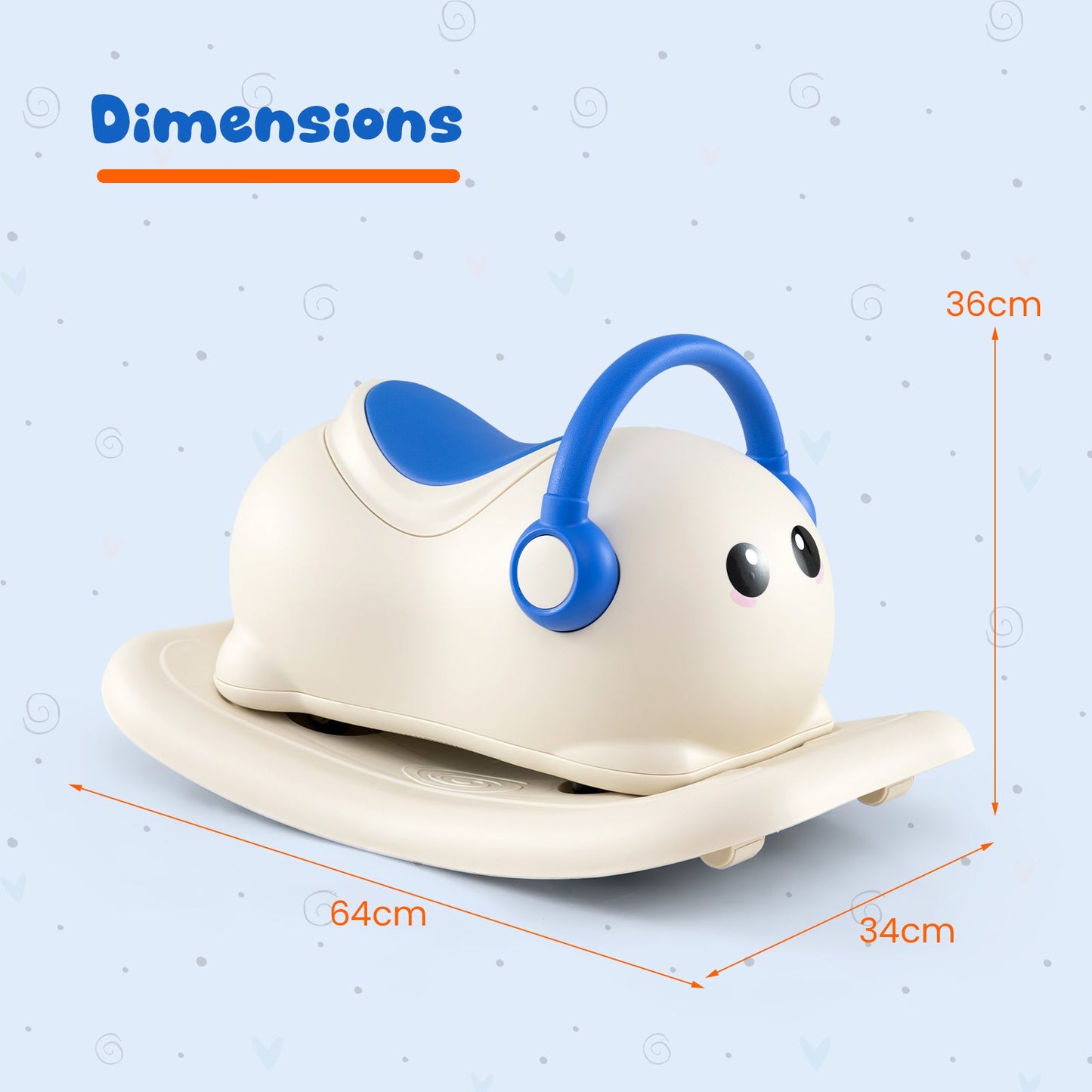 3-in-1 Rocking Horse for Toddlers 1-3 Years Old with Rolling Wheels-Blue