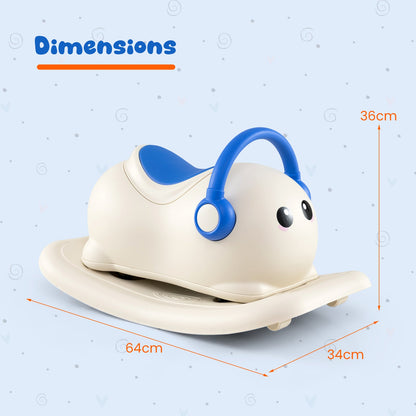 3-in-1 Rocking Horse for Toddlers 1-3 Years Old with Rolling Wheels-Blue