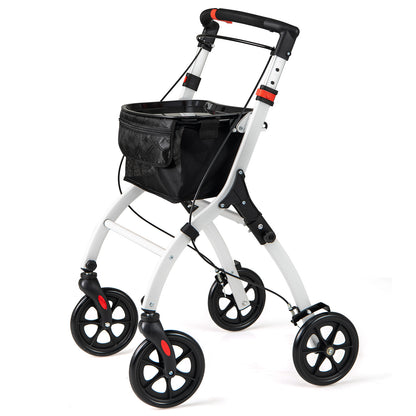 Rollator Walkers Lightweight Foldable Rolling Walker with Tray for Seniors-White