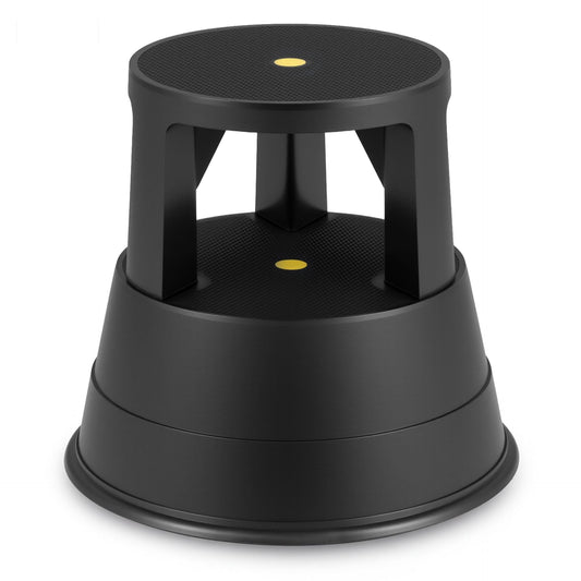 Roller Stool with Casters and Non-slip Rubber Band for Home Office-All Black