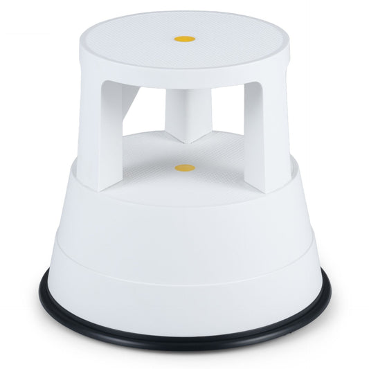 Roller Stool with Casters and Non-slip Rubber Band for Home Office-White